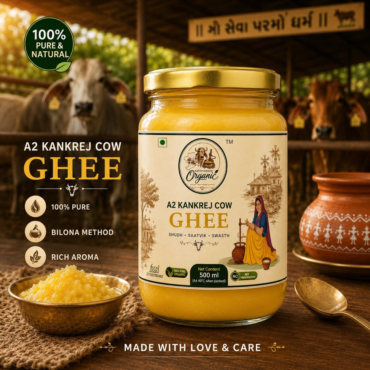 A2 Kankrej Cow Ghee 500ml